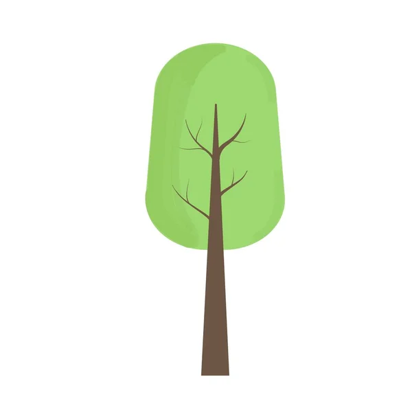 Arbre Vert Plat Dessiné Main Illustration Vectorielle Simple Isolée Sur — Image vectorielle