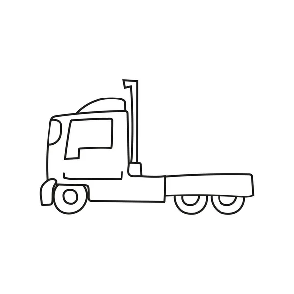 Ручний каракулі вантажівка для розмальовки дитячої книги. Проста лінія, 2-4-річна група. Великі пюре, вантажівка, автомобільний транспорт — стоковий вектор