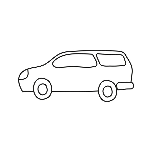 Ручний намальований каракулі сімейний автомобіль для розмальовки дитячої книги. Проста лінія, 2-4-річна група. Великі пюре, вантажівка, автомобільний транспорт . — стоковий вектор