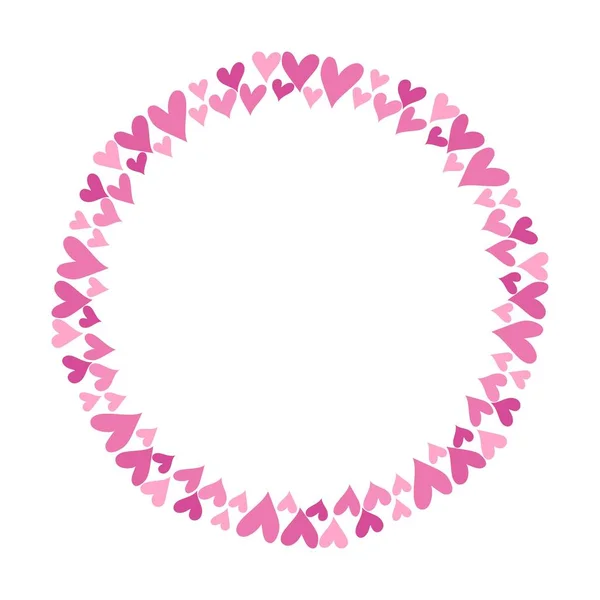 Ręcznie rysowana rama wektorowa z różowymi sercami na białym tle — Wektor stockowy