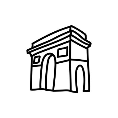 Zafer Anıtı. El çizimi karalama vektörü çizimi arka planda izole edilmiş. Siyah renkli basit çizimler