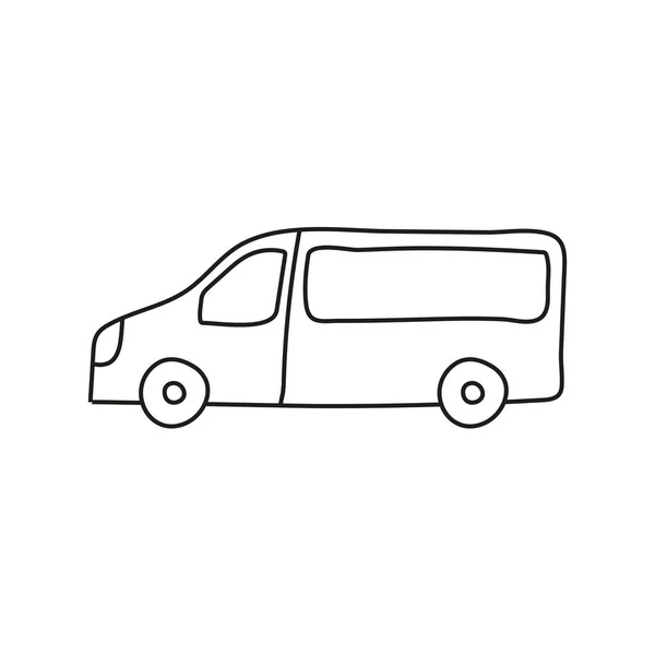 Рука Намальована Каракулі Маленький Автобус Розмальовки Дитячої Книги Проста Лінія — стоковий вектор