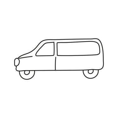 Çocukları boyama kitabı için el çizimi bir araba. Basit çizgi, 2-4 yaş grubu. Büyük mashines, kamyon, araç nakliyesi. Vektör illüstrasyonu beyaz arkaplanda izole edildi