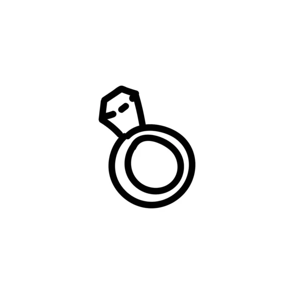 Ring Met Steen Juwelen Handgetekende Doodle Vector Illustratie Geïsoleerd Achtergrond — Stockvector