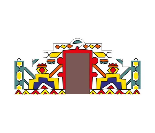 Casa africana con techo de paja aislado sobre fondo blanco. — Vector de stock