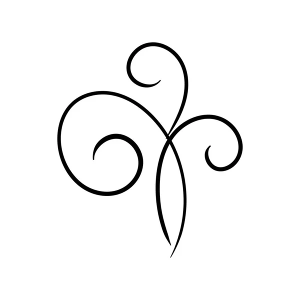Swirl ornament stroke hand drawn. Ornamental curls with pen, swirls divider and filigree ornaments vector illustration set. Black on white — Stock Vector