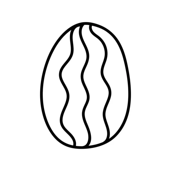 One Easter Egg Black Vertical Waves Ornament White Background Simple — Stockvektor