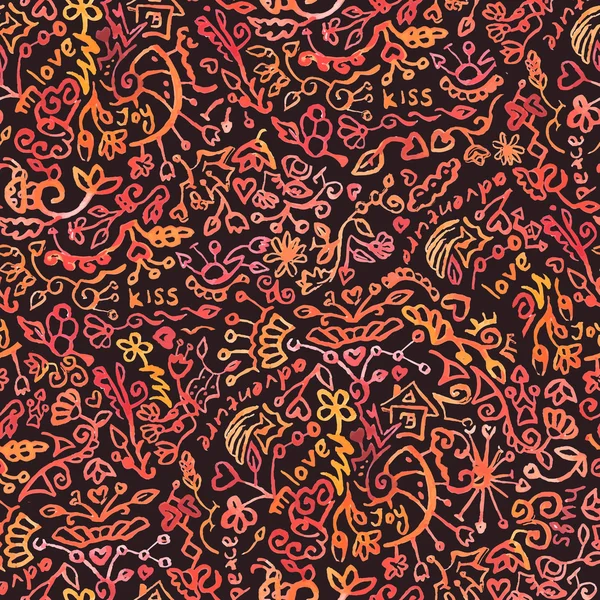 Naadloze aquarel doodle patroon — Stockvector