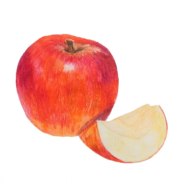 Aquarell Buntstifte Apfel — Stockvektor