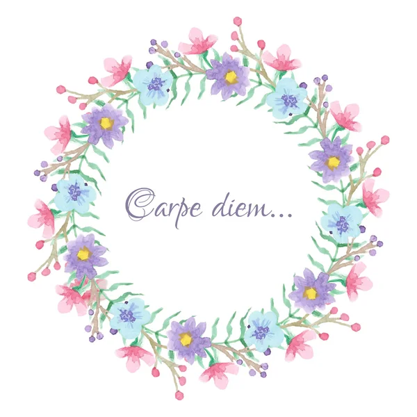 Carpe diem komut dosyası ile çiçek temlate — Stok Vektör