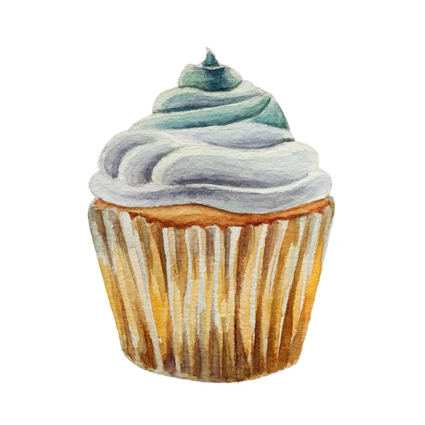 Watercolor cupcake, isolated — Stock Photo, Image