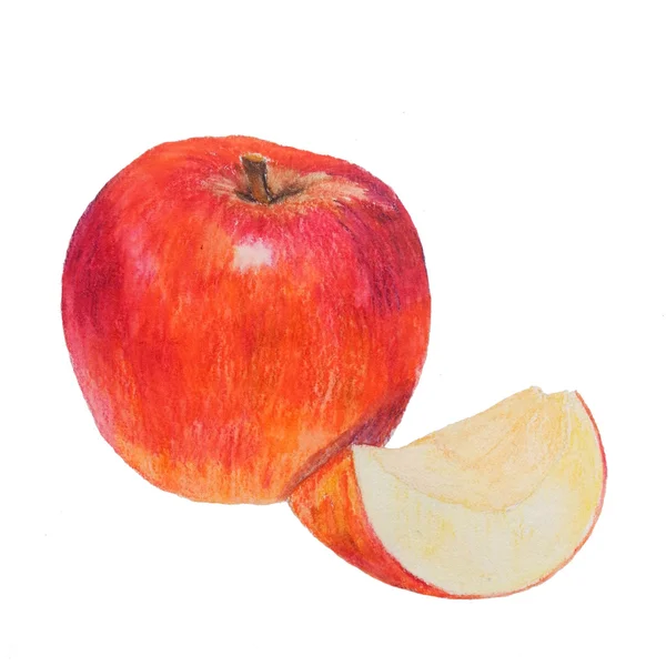 Acuarela lápices de colores manzana — Foto de Stock