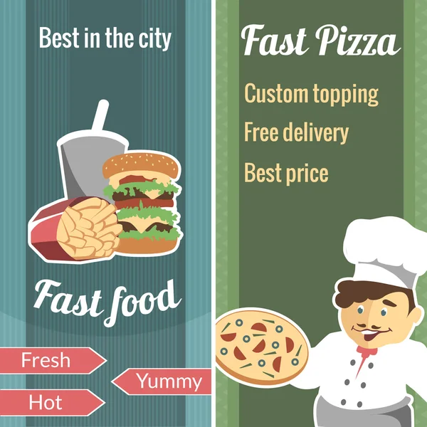 Set banner verticale vettoriale fast food — Vettoriale Stock