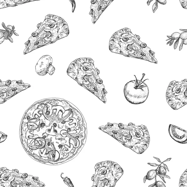 Paterne de pizza sans couture — Image vectorielle