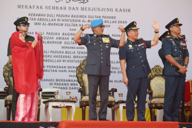 Pahang 05 Mayıs 2025 - Pahang Sultanı Abdullah Ri 'ayatuddin el-Mustafa Bilh ibni Almarhum Sultan Hacı Ahmed Şah tarafından Kuantan Kasabası' nda 2024 Dünya Ateşli Adamlar Günü resmi olarak düzenlendi.