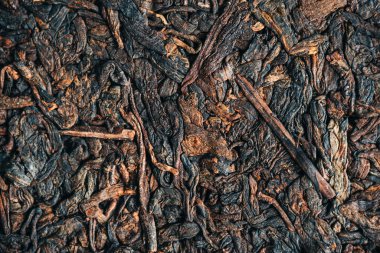 Siyah Çin pu-erh çayı, yakın çekim.