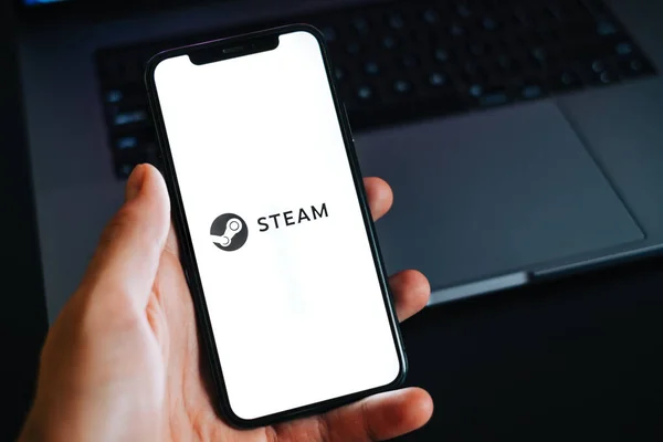 Logo Der Steam App Auf Dem Smartphone Bildschirm — Stockfoto