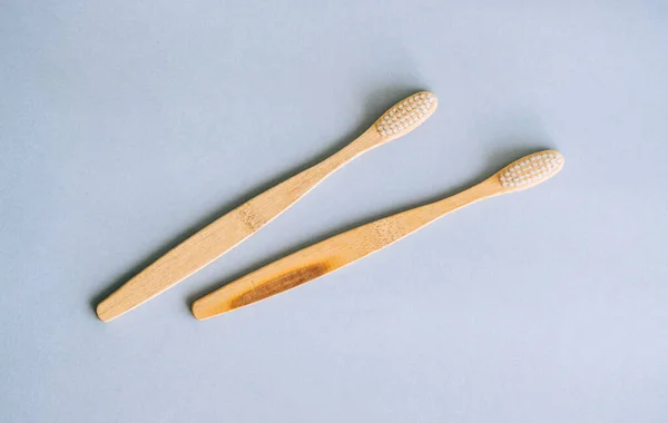 Bamboo Toothbrushes Making Natural Materials Isolated Grey Background Close — Stock Photo, Image