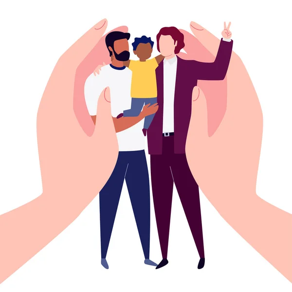 Homoseksuele familie. Vector Illustratie in platte tekenfilm stijl. — Stockvector