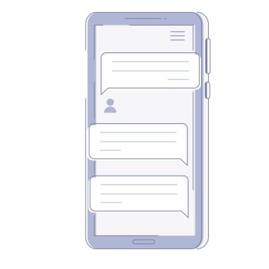 Akıllı telefon ekranında diyalog kutuları. Mesaj balonuna kendi metnini yaz. Vektör illüstrasyonu.