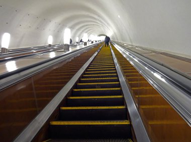 The steps of the escalator in the metro
