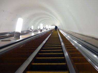 The steps of the escalator in the metro