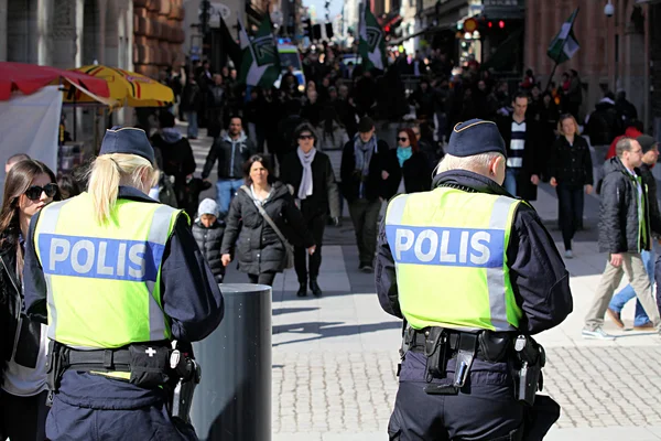 Schwedische Polizei bei der Protestkundgebung, Stockholm — Stockfoto