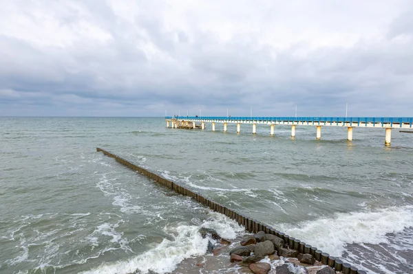 Paysage Marin Hivernal Avec Eaux Mer Baltique Horizon Ciel Nuageux — Photo