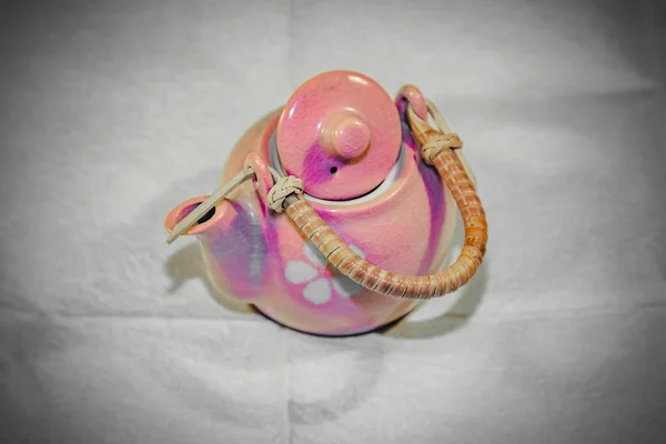 Bollitore Ceramica Colorato Con Manico Beccuccio — Foto Stock