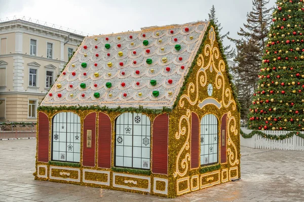 Zelenogradsk Rusia Enero 2021 Instalación Luz Festiva Para Navidad Año —  Fotos de Stock