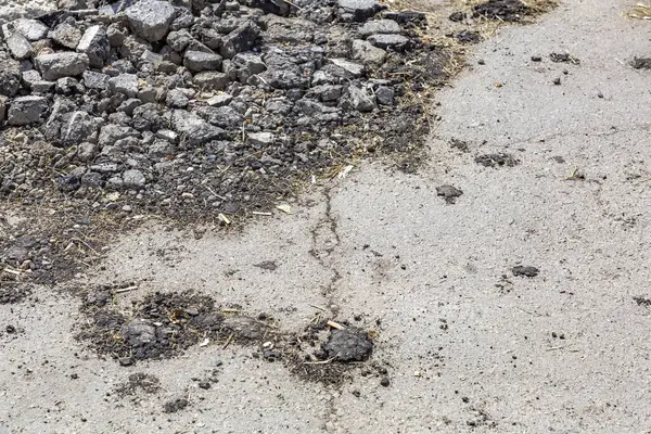 Textured Surface Muddy Asphalt Road Chips Cracks Scratches — Photo