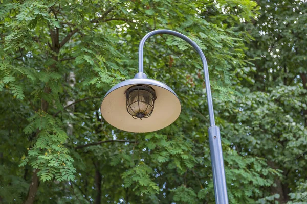 Vintage Vaslámpa Egy Nyilvános Parkban Nappal — Stock Fotó