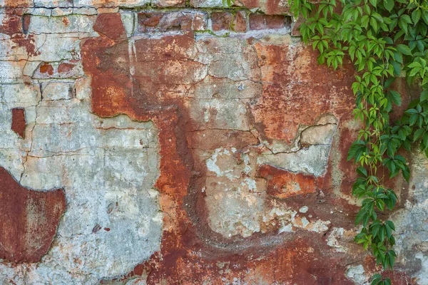 ファサードレンガとセメントで作られた古い壁のエンボス加工の表面 — ストック写真