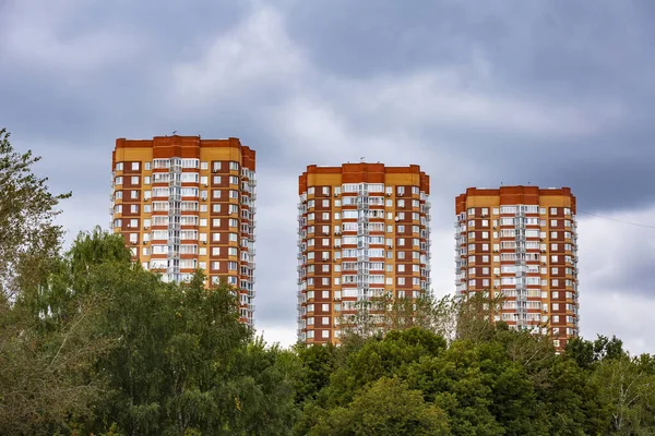 Moscow Region September 2021 Modern High Rise Residential Building Vicinity — Stock Photo, Image