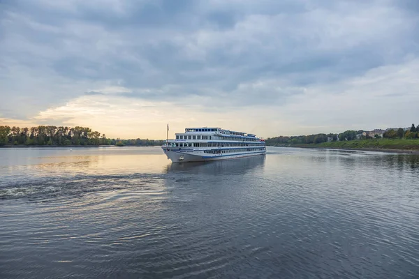 Moscow Region Russia September 2021 White Four Deck Ship Mikhail — Stock Photo, Image