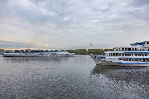 Moscow Region Russia September 2021 White Four Deck Ship Mikhail — Stock Photo, Image