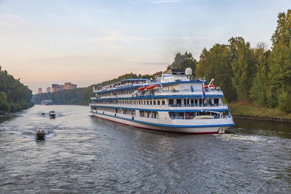 Moscow Region Russia September 2021 White Four Deck Ship Leonid — Stock Photo, Image