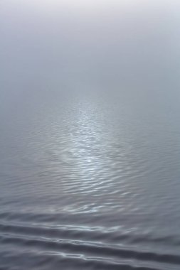 Nehrin sakin su yüzeyinde yoğun, taze sis bulutları var.