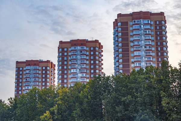 Moscow Region September 2021 Modern High Rise Residential Building Vicinity — Stock Photo, Image