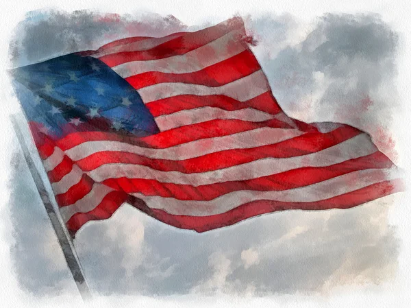 Painted image of the American flag — Stock Photo, Image