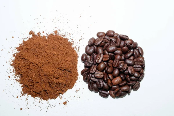 Black Ground Coffee Black Coffee Beans White Background — Stock Photo, Image