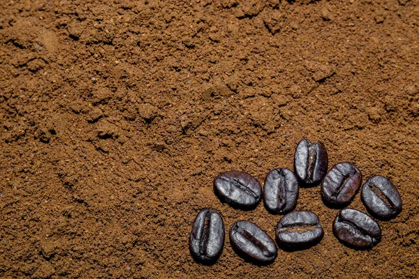 Background Ground Black Coffee Few Grains Black Coffee — Stock Photo, Image