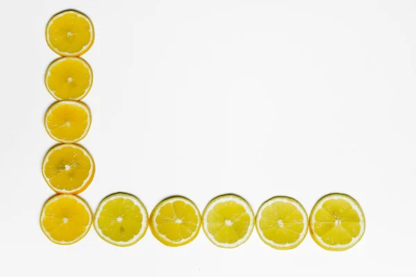 Frame Different Lemons Shot Close White Background — Stock Photo, Image