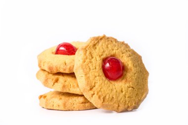 lezzetli pasta üzerinde beyaz backgrou izole kiraz ile parçası