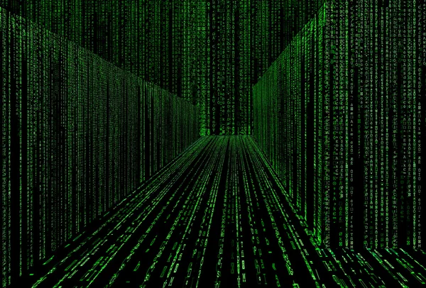 Corredor cibernético estilo matriz como armazenamento de big data — Fotografia de Stock