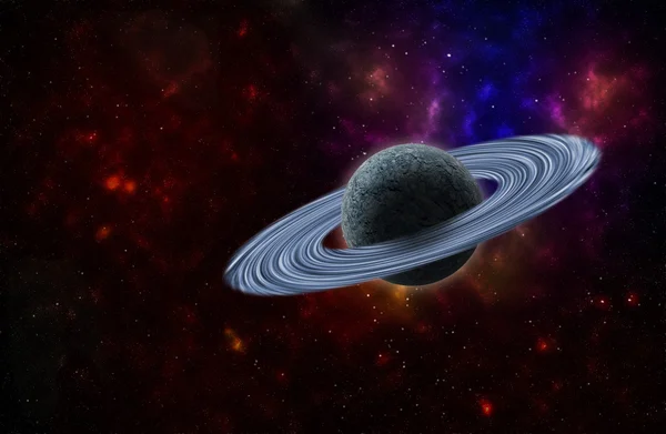 Фон глубокого космического звездного поля и планеты с кольцами — стоковое фото