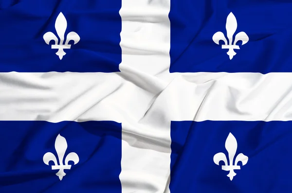 Bandiera del Quebec su un drappeggio di seta che sventola — Foto Stock