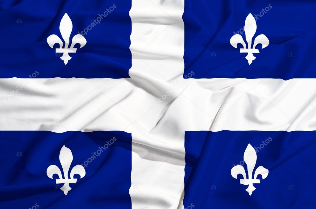 Quebec Flag on a silk drape waving