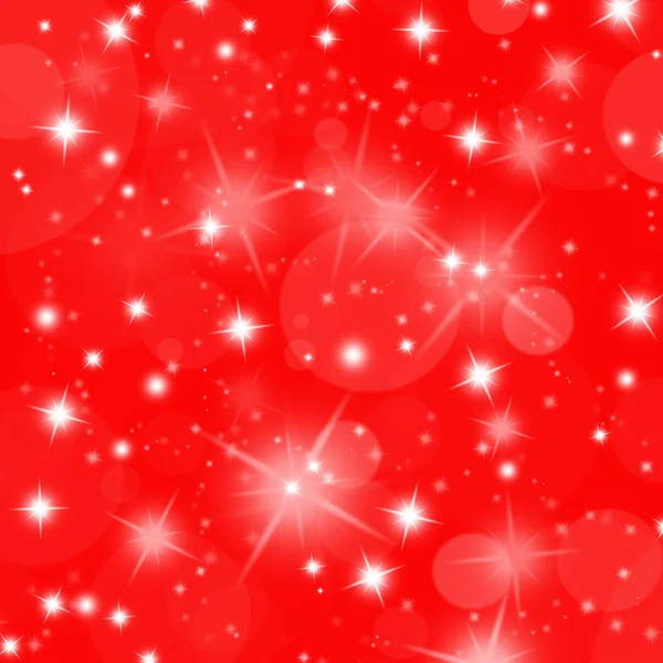 Weihnachten rote Karte mit hellen Sternen und Schneeflocken — Stockfoto