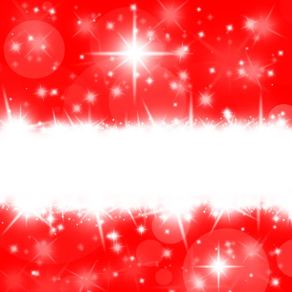 Weihnachten rote Karte mit hellen Sternen und Schneeflocken — Stockfoto